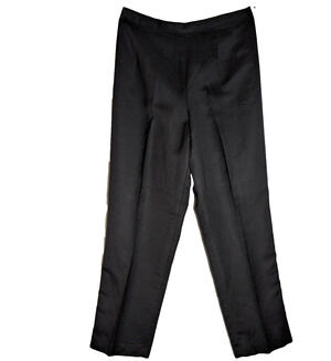 Coldwater Creek Slacks Pants Women Sz 16 Black Linen Blend Classic Flat Front